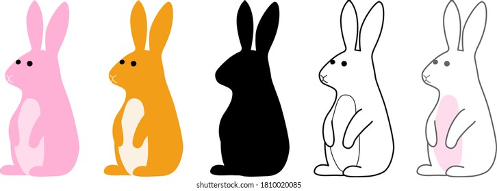 Cute rabbit illustration variation set