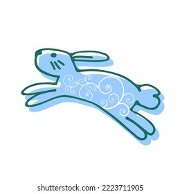 Cute rabbit isolated on white background. Hand drawn vector design elements for Easter or Chinese New Year 2023 or Valentines Day. Doodle style.