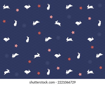 Cute rabbit and Japanese pattern.