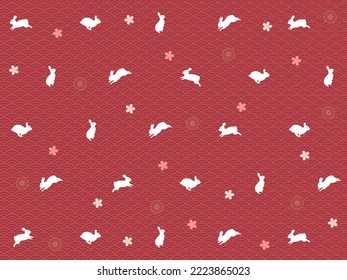 Cute rabbit and Japanese pattern.