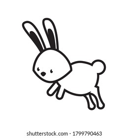 diseño de ilustración vectorial del estilo de línea de salto de conejo lindo