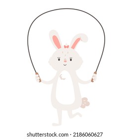 Cute rabbit with jump rope