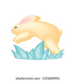 cute rabbit jumping icon isolated