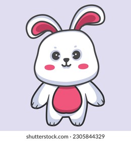 Cute rabbit kawaii cartoon icon vector illustration