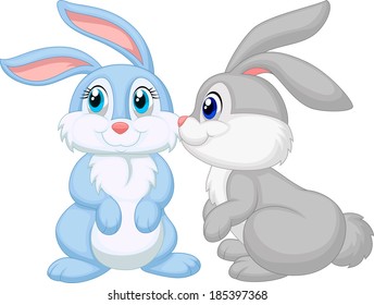 Cute rabbit kissing