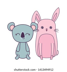 cute rabbit with koala animals character