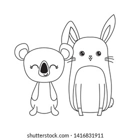 cute rabbit with koala animals character