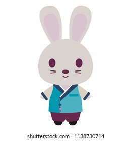 Cute Rabbit in Korean Hanbok - Cute rabbit dressed in hanbok or traditional Korean attire for males