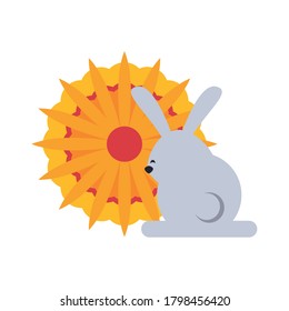 cute rabbit with lace flat style icon vector illustration design