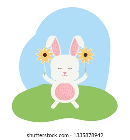 cute rabbit in the landscape character