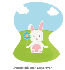 cute rabbit in the landscape character