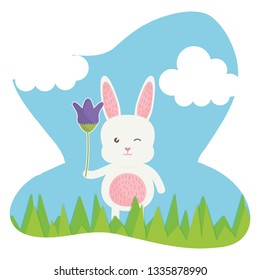cute rabbit in the landscape character