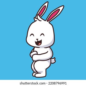 cute rabbit laughing cartoon illustration