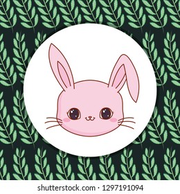 cute rabbit with leafs