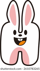 Cute Rabbit Letter Vector Element Alphabet H