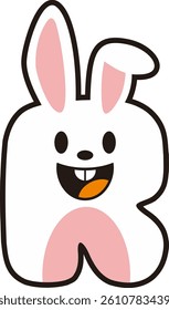 Cute Rabbit Letter Vector Element Alphabet R