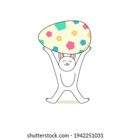 Cute rabbit lift easter egg illustration