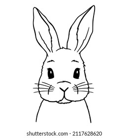 Cute Rabbit Line Art. Bunny Sketch Vector Illustration. Good For Posters, T Shirts, Postcards.