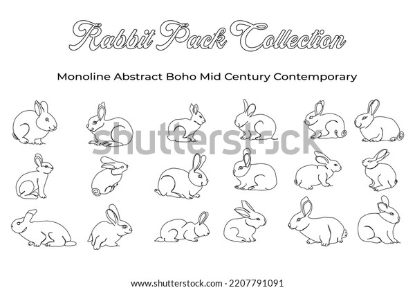 Cute Rabbit Line Continue Collection Stock Vector (Royalty Free ...