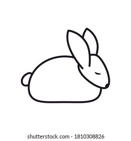 Cute rabbit line style icon design, Animal zoo life nature and character theme Vector illustration