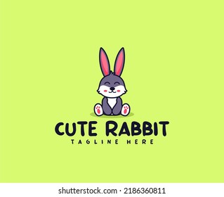 Cute rabbit logo design illustration for company and community logo