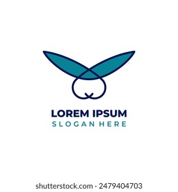 Cute rabbit logo with lineart and shape style