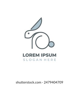 Lindo logotipo de conejo con estilo lineal y de forma