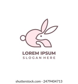 Cute rabbit logo with lineart and shape style