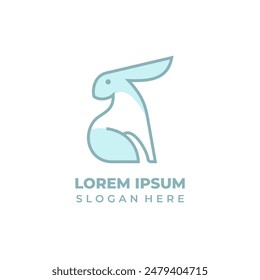 Cute rabbit logo with lineart and shape style