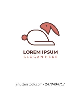 Cute rabbit logo with lineart and shape style