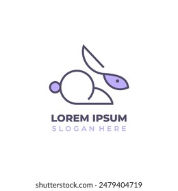 Cute rabbit logo with lineart and shape style