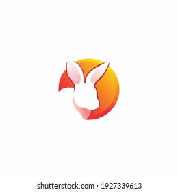 cute rabbit logo vector illustration