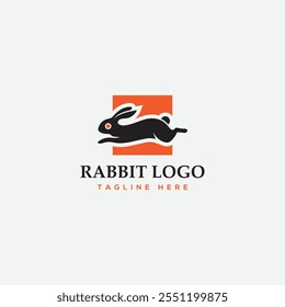 Cute rabbit logo with vector template design