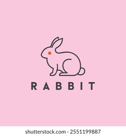 Cute rabbit logo with vector template design