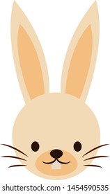 Cute rabbit with long ears, illustration, vector on white background.