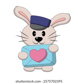 Cute Rabbit with love envelope in color