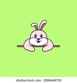 Keuchhase, die sich hinerhebt. Konzept der Tierkarikatur einzeln. Kann für T-Shirt, Grußkarte, Einladungskarte oder Maskottchen verwendet werden.