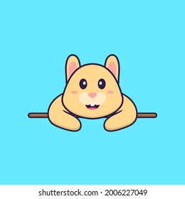 Cute rabbit lying down. Animal cartoon concept isolated. Can used for t-shirt, greeting card, invitation card or mascot.