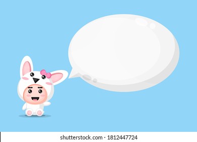 Cute rabbit mascot with bubble speech