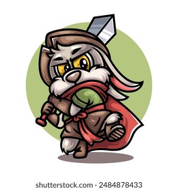 cute rabbit mascot cartoon character with robin hood costume illustration