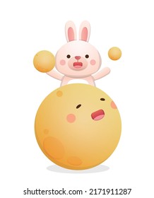 Personaje de mascota de conejo con luna, festival tradicional en China y Taiwán: Festival de Mediados de Otoño