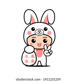 Cute rabbit mascot vector design