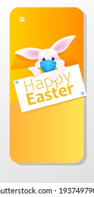 cute rabbit in mask happy easter banner spring holiday celebration concept flyer or greeting card