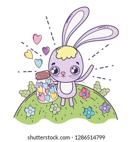 cute rabbit with mason jar valentines day card