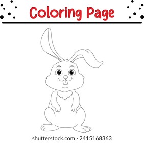 linda página de coloreo de ratón lindo conejo para niños. Animales vectores en blanco y negro para libro de colorantes