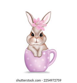 A cute rabbit in mug