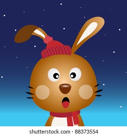 Cute rabbit in the night sky