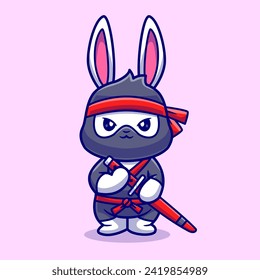 Ninja De Conejo Cuto Con Ilustración Del Icono Del Vector De Espadas.
Vector Premium Aislado De Icono De Festividad Animal. Plano
Estilo de dibujos animados