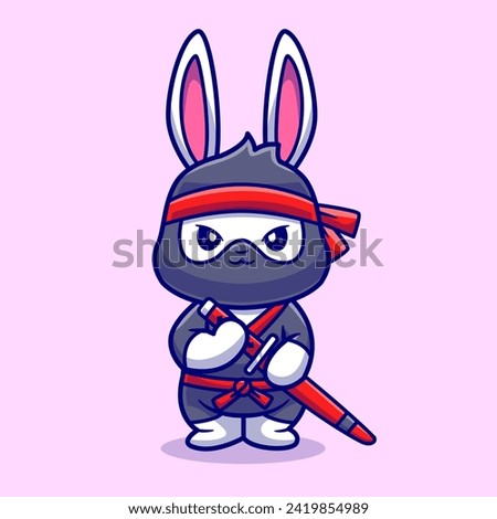 Cute Rabbit Ninja With Sword Cartoon Vector Icon Illustration.
Animal Holiday Icon Concept Isolated Premium Vector. Flat
Cartoon Style