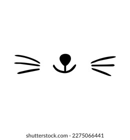 Cute rabbit nose minimalist black on white vector illustration. Cute rabbit icon. Animal nose and teeth logo for veterinarian or pet shop. Domestic animal symbol. Hare teeth drawing. Cute bunny stamp